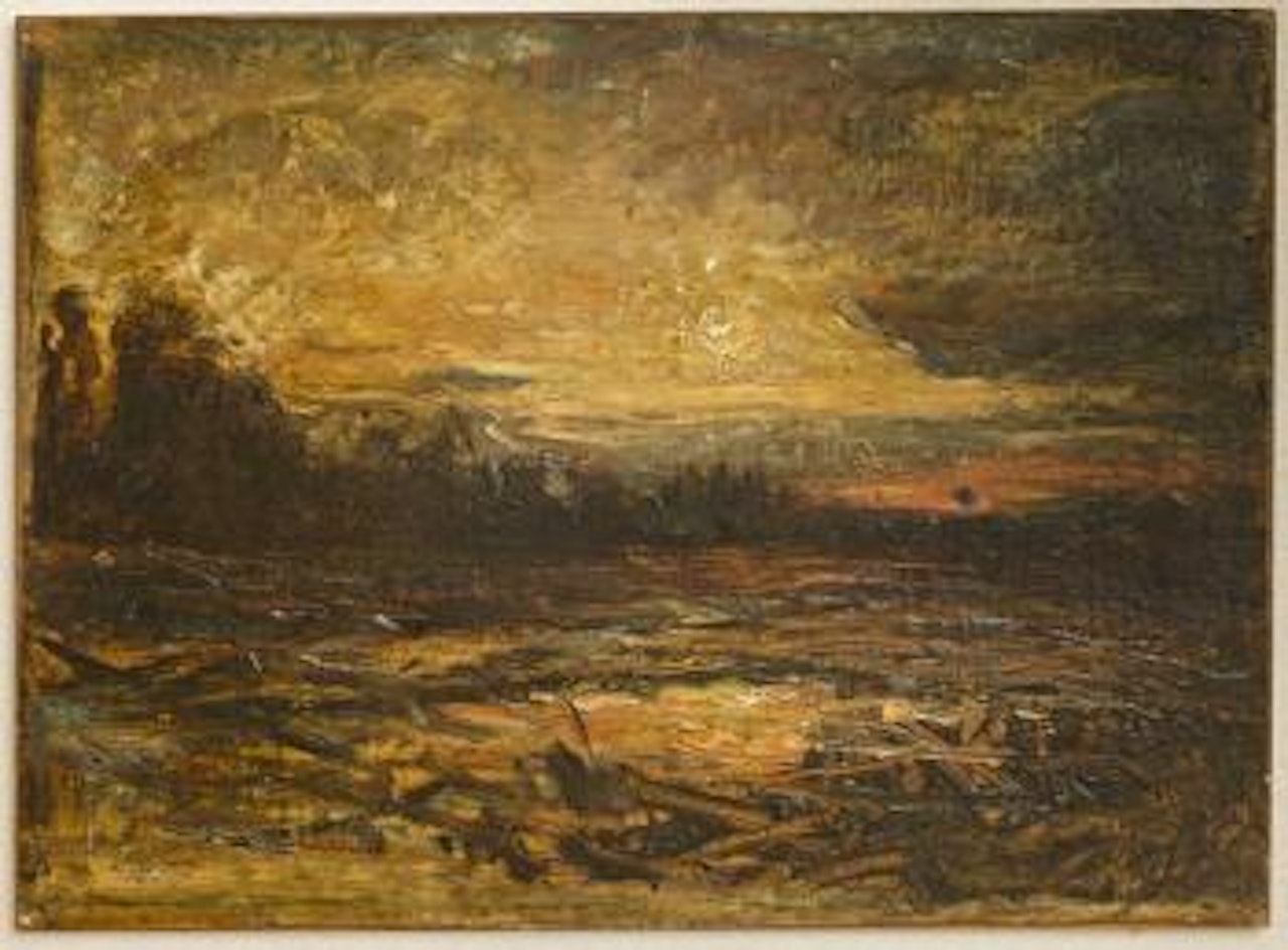 Tramonto sul lago a Morestel by Antonio Fontanesi
