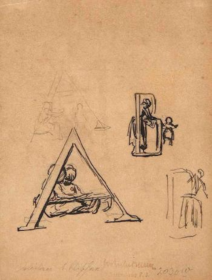 Studie zu Initialen A und B by Max Liebermann