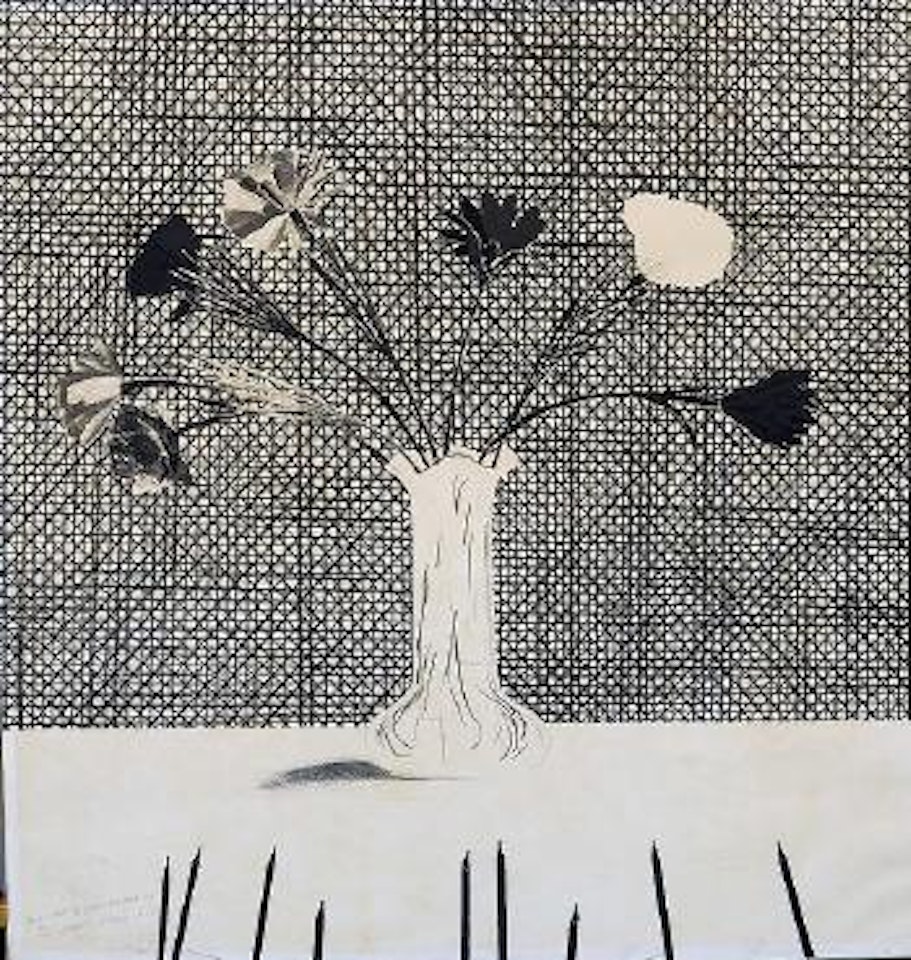 Flowers Made of Paper and Black Ink by David Hockney