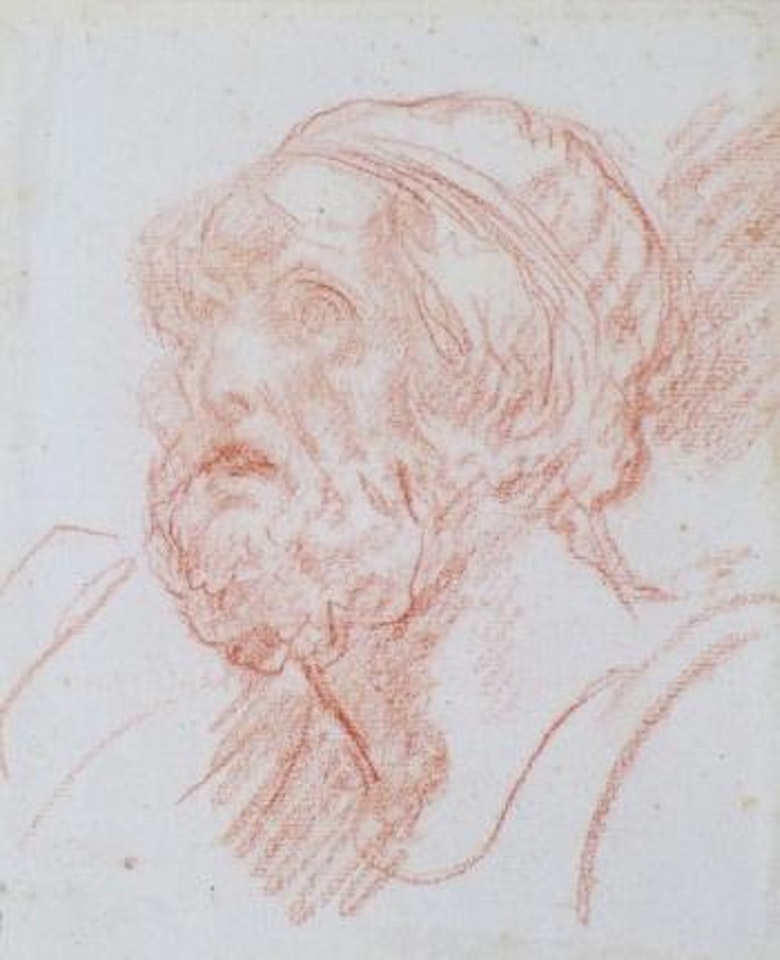 Etude de tête de vieillard portant un bandeau by Jean-Baptiste Greuze