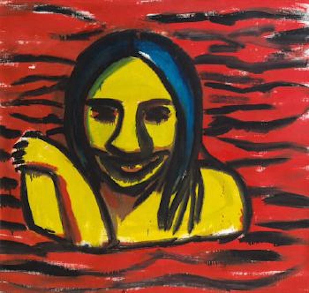 Woman in red water by Hubert Schmalix