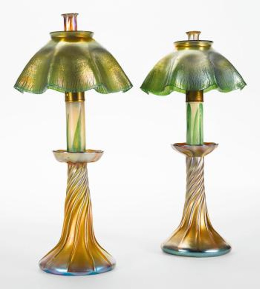 Pair of Candle Table Lamps by Tiffany Studios
