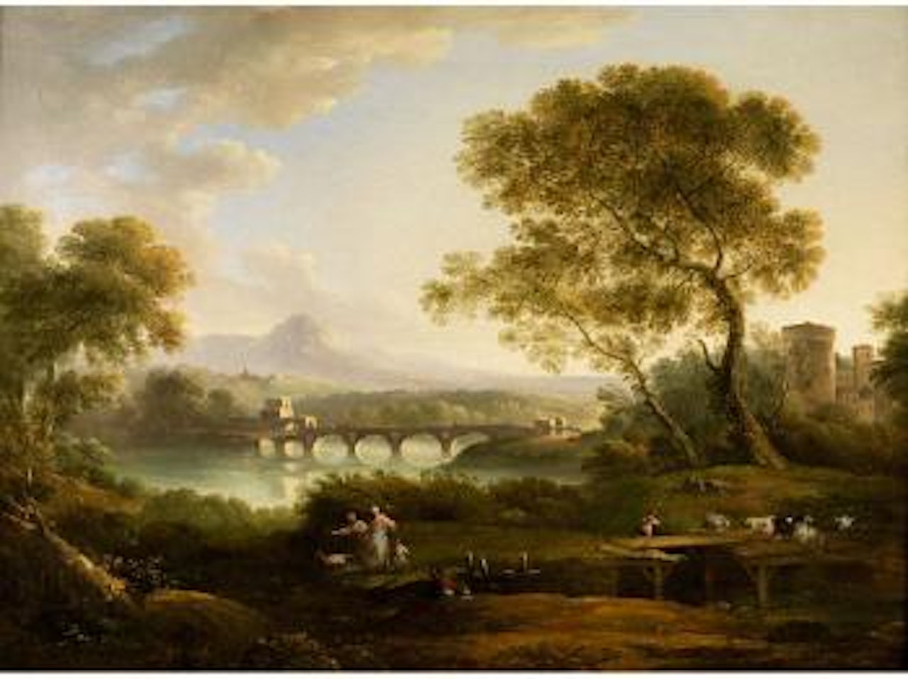Ideale Landschaft mit Figuren und Brucke by Francesco Zuccarelli