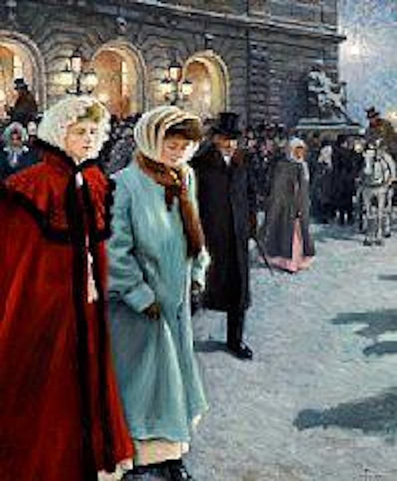 After the performance outside det kongelige Teater (The Royal Theatre) in Copenhagen by Paul Fischer