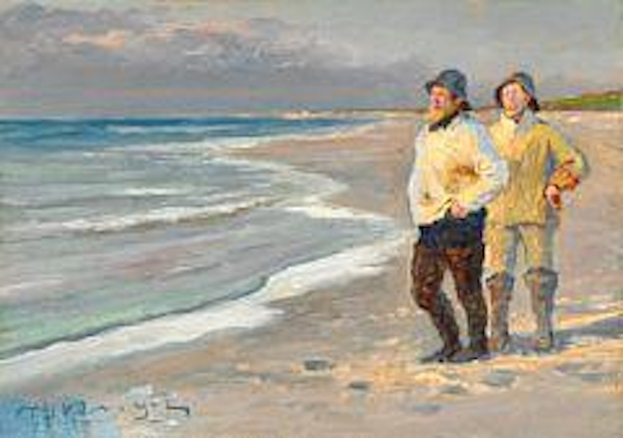 Two fishermen on Skagen Nordstrand (North Beach) by Peder Severin Kröyer