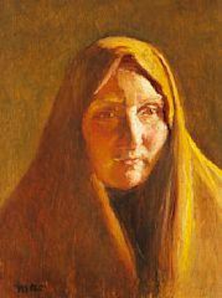 A woman from Skagen with a golden headscarf by Michael Ancher