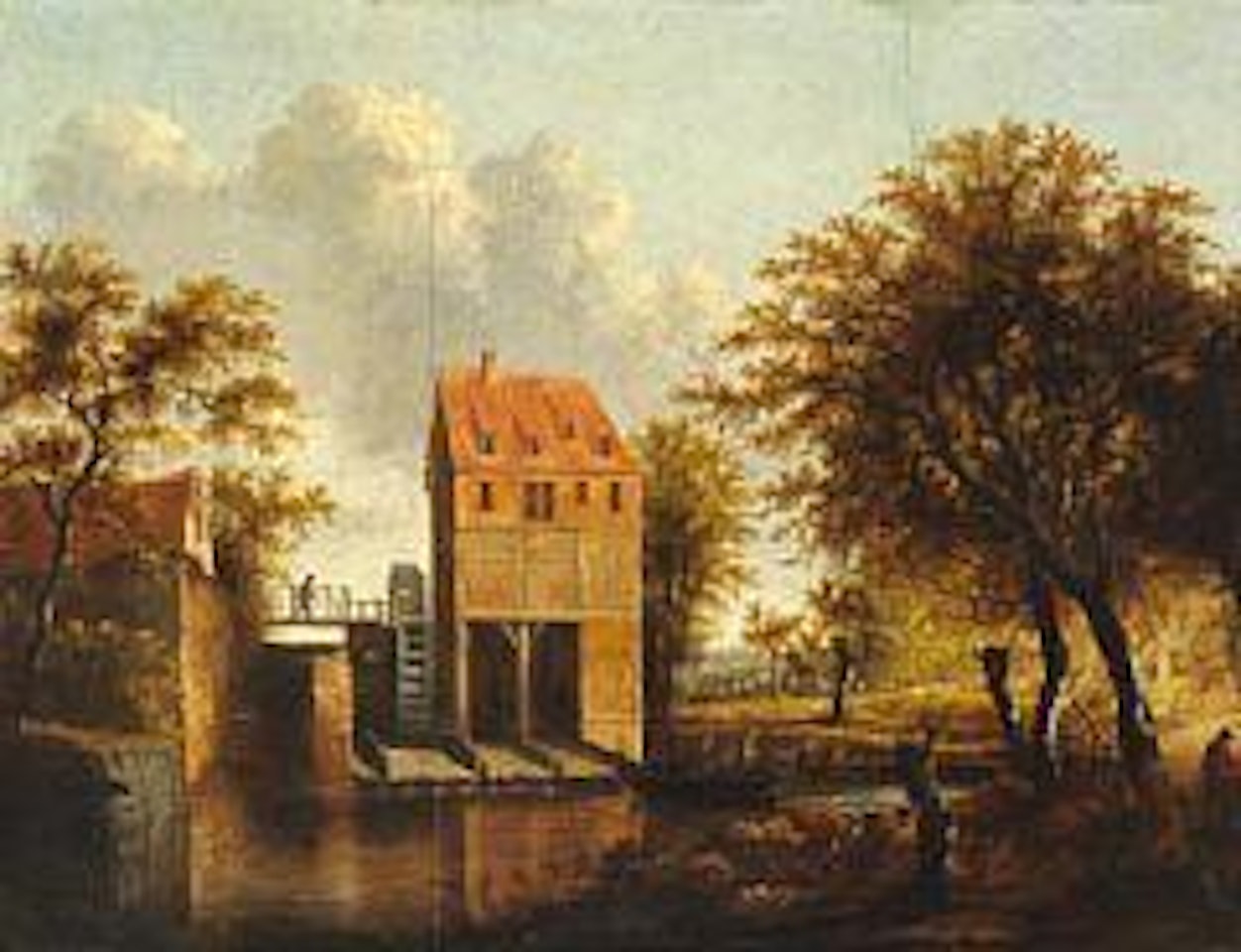 Landscape with a watermill by Dutch School