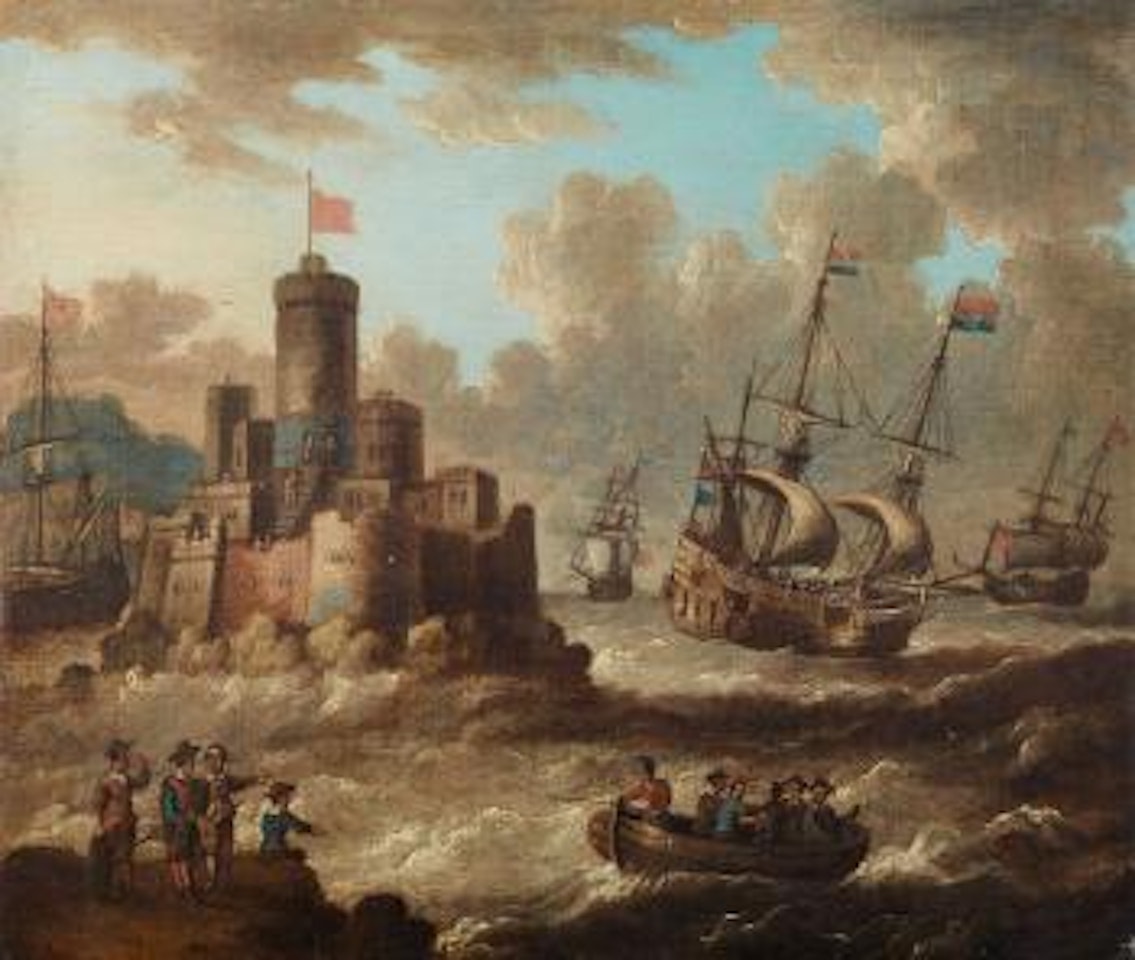 Maritime Scene with a Fortress by Pieter van de Velde