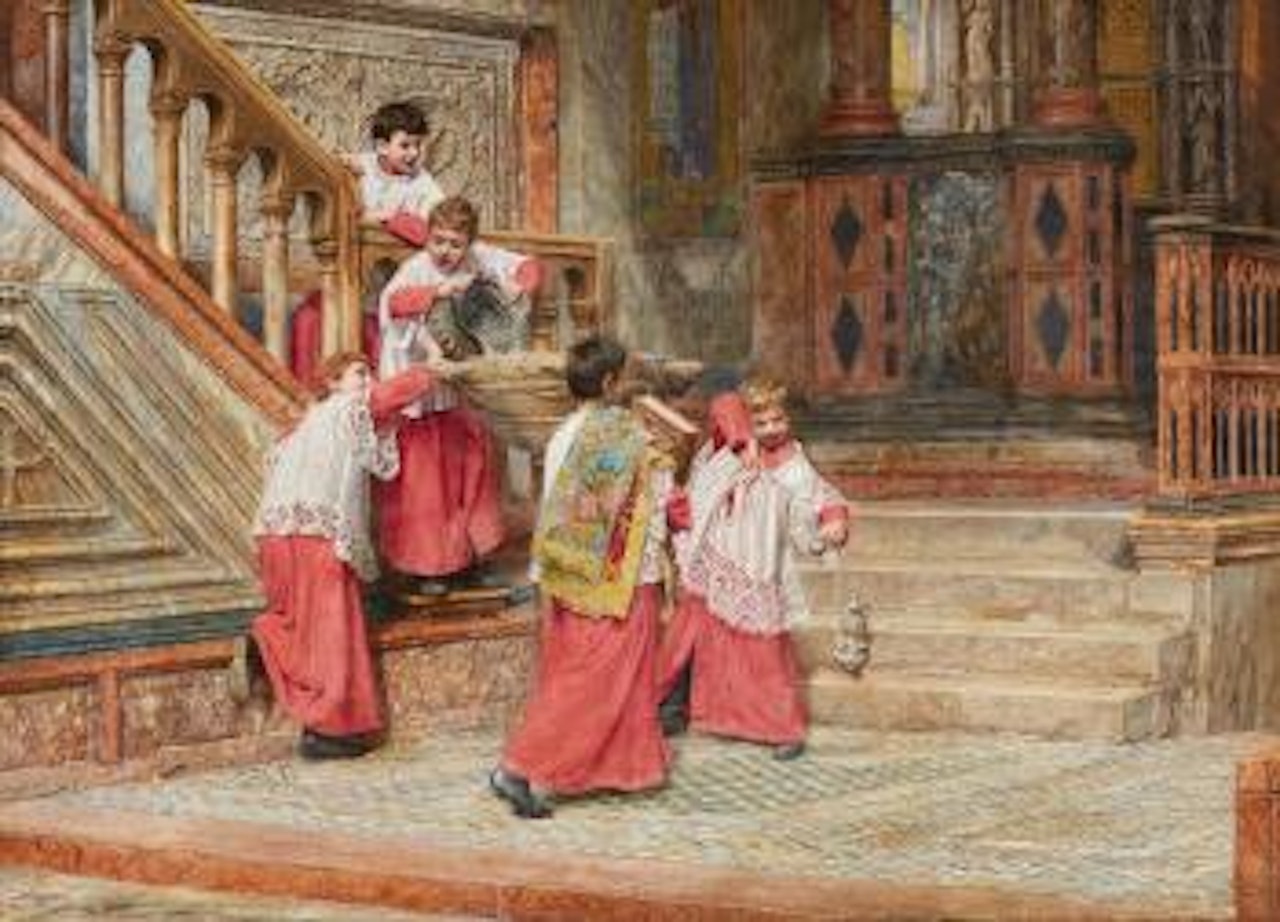 Altar Boys of San Marco playing in the Courtyard of the Doge's Palace by Italian School
