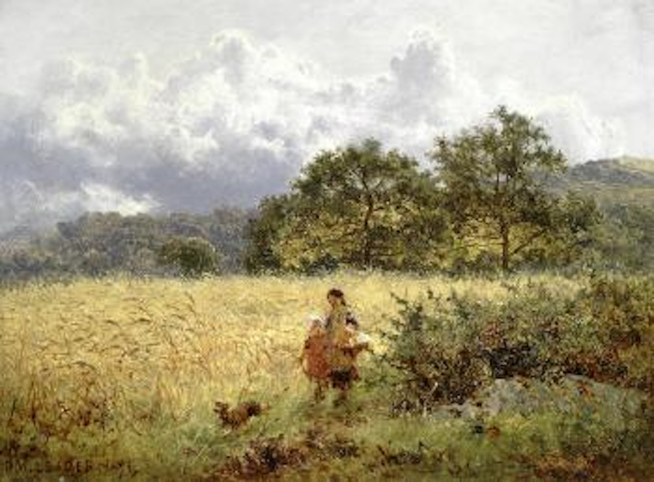 Through the barley by Benjamin Williams Leader