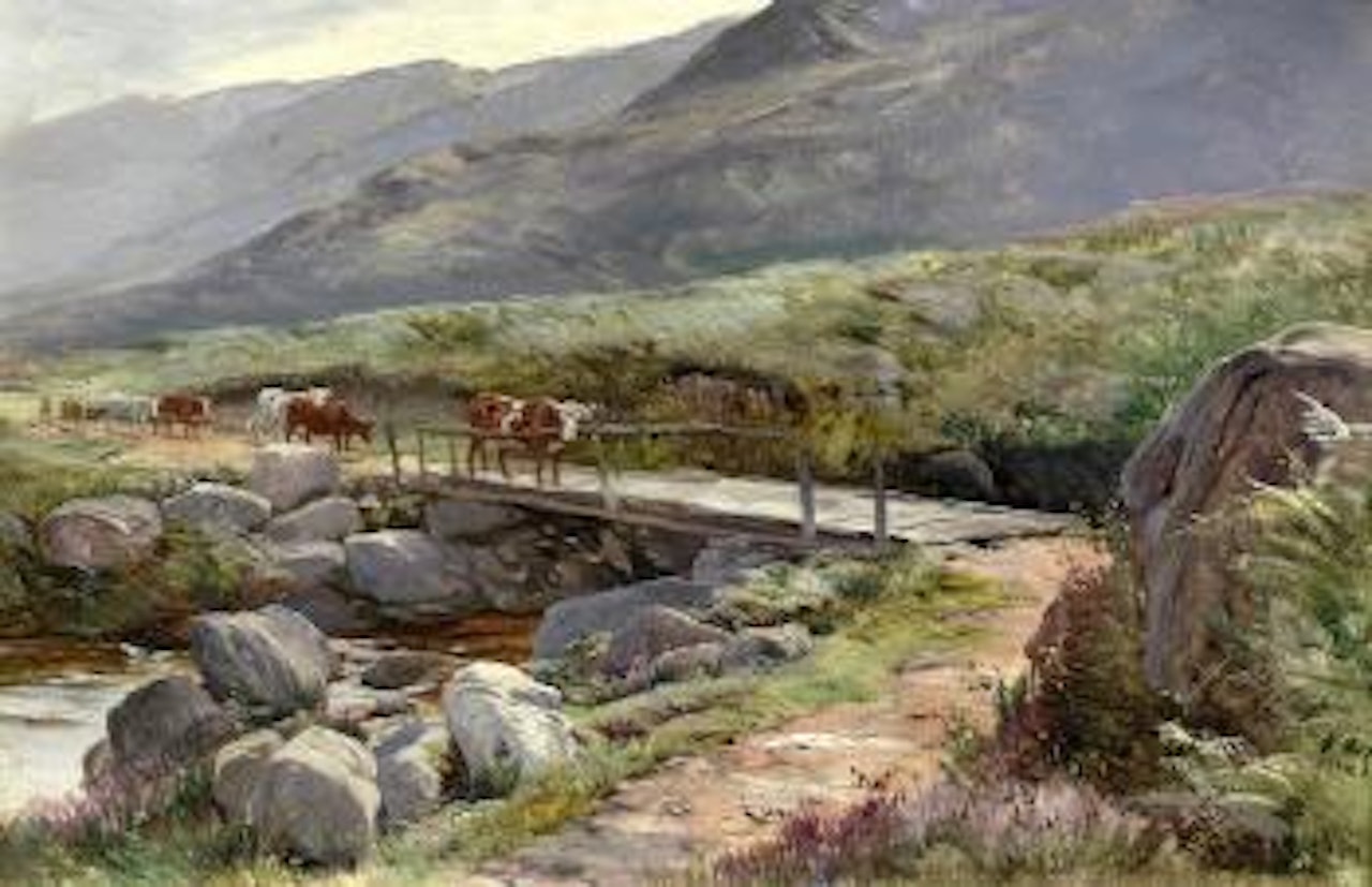 Cattle roaming the Welsh countryside by Sidney Richard Percy
