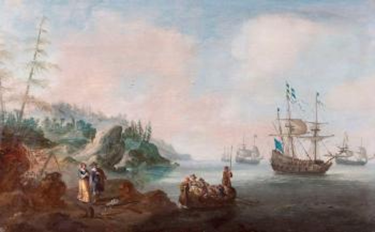 Navire suédois près de la côte by Dutch School by Dutch School