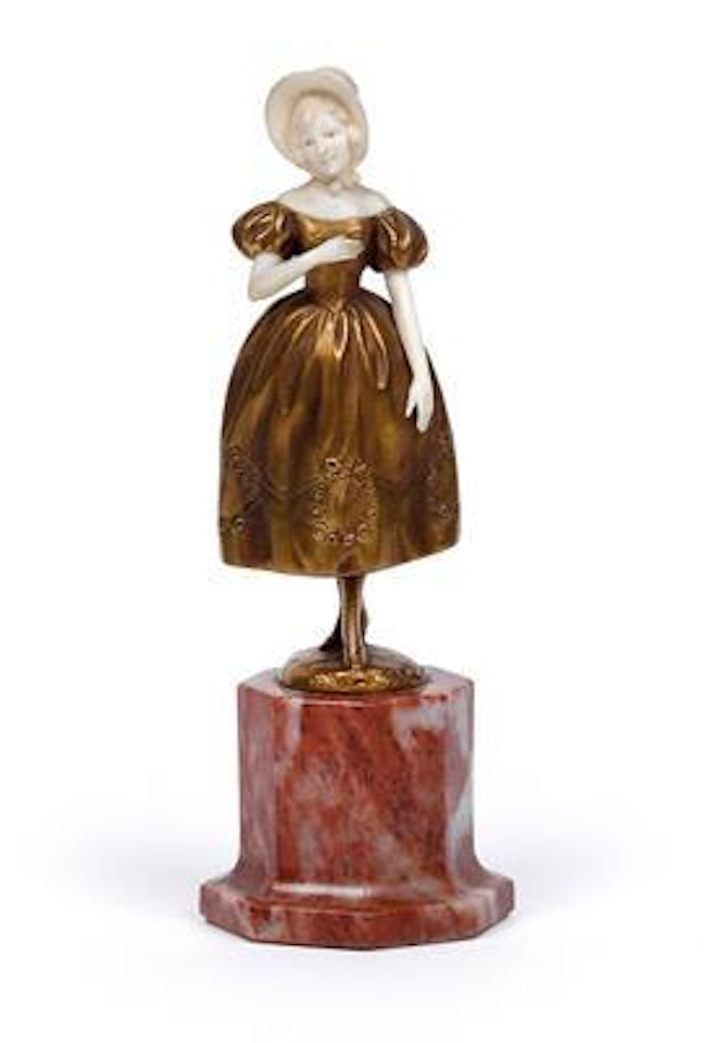 A striding Biedermeier girl by Ferdinand Preiss