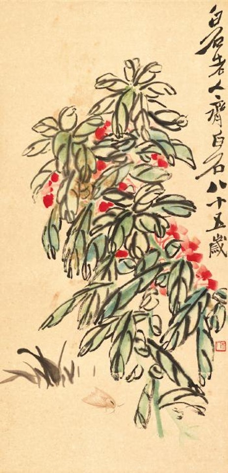 Flowers and Moth by Qi Baishi
