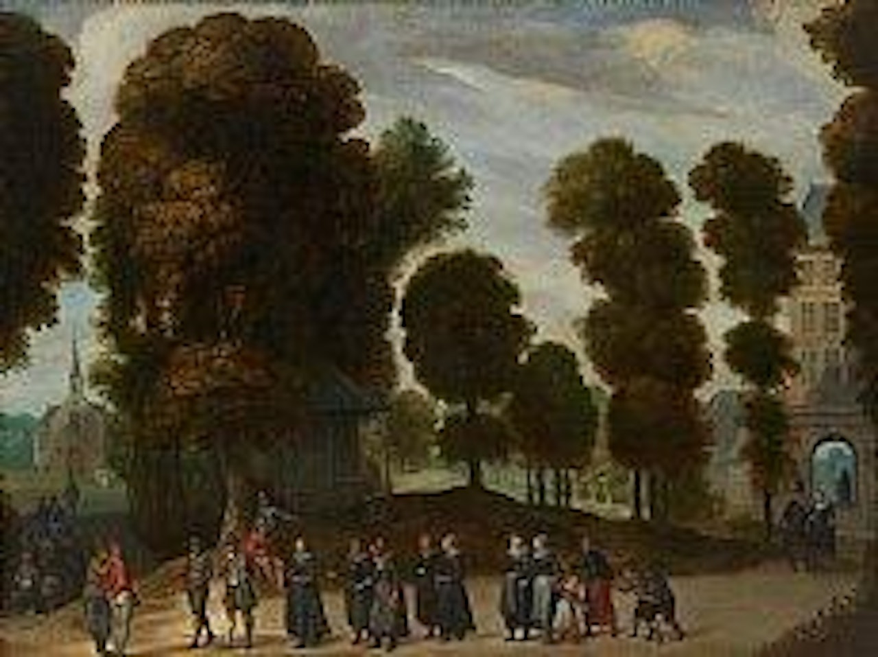 Promenade dans le parc animé by Flemish School