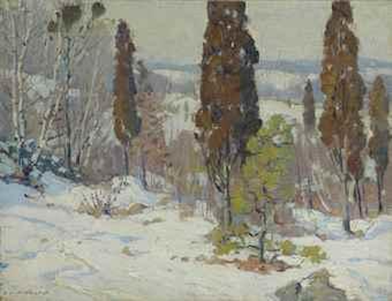 Peupliers dans un paysage de neige by Aldro Thompson Hibbard