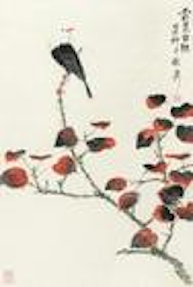 Bird and red leaves by Xie Zhiliu