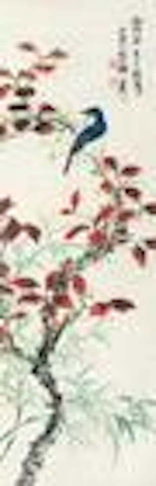 Bird and red leaves by Xie Zhiliu