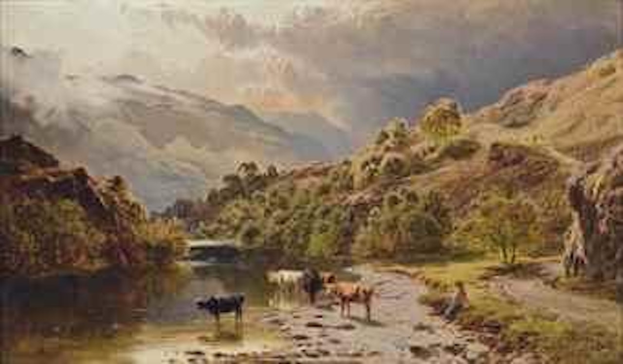 Clouds clearing over the river Conwy, Wales by Sidney Richard Percy