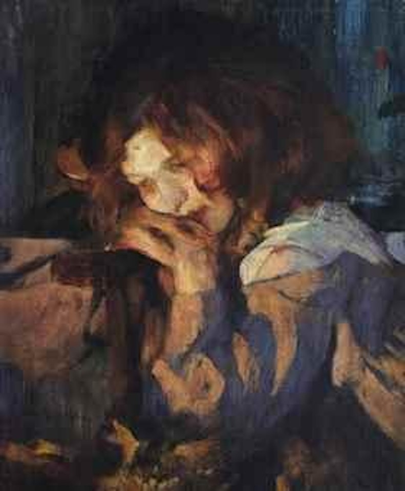 Kitty by firelight, c. 1897 by James Jebusa Shannon