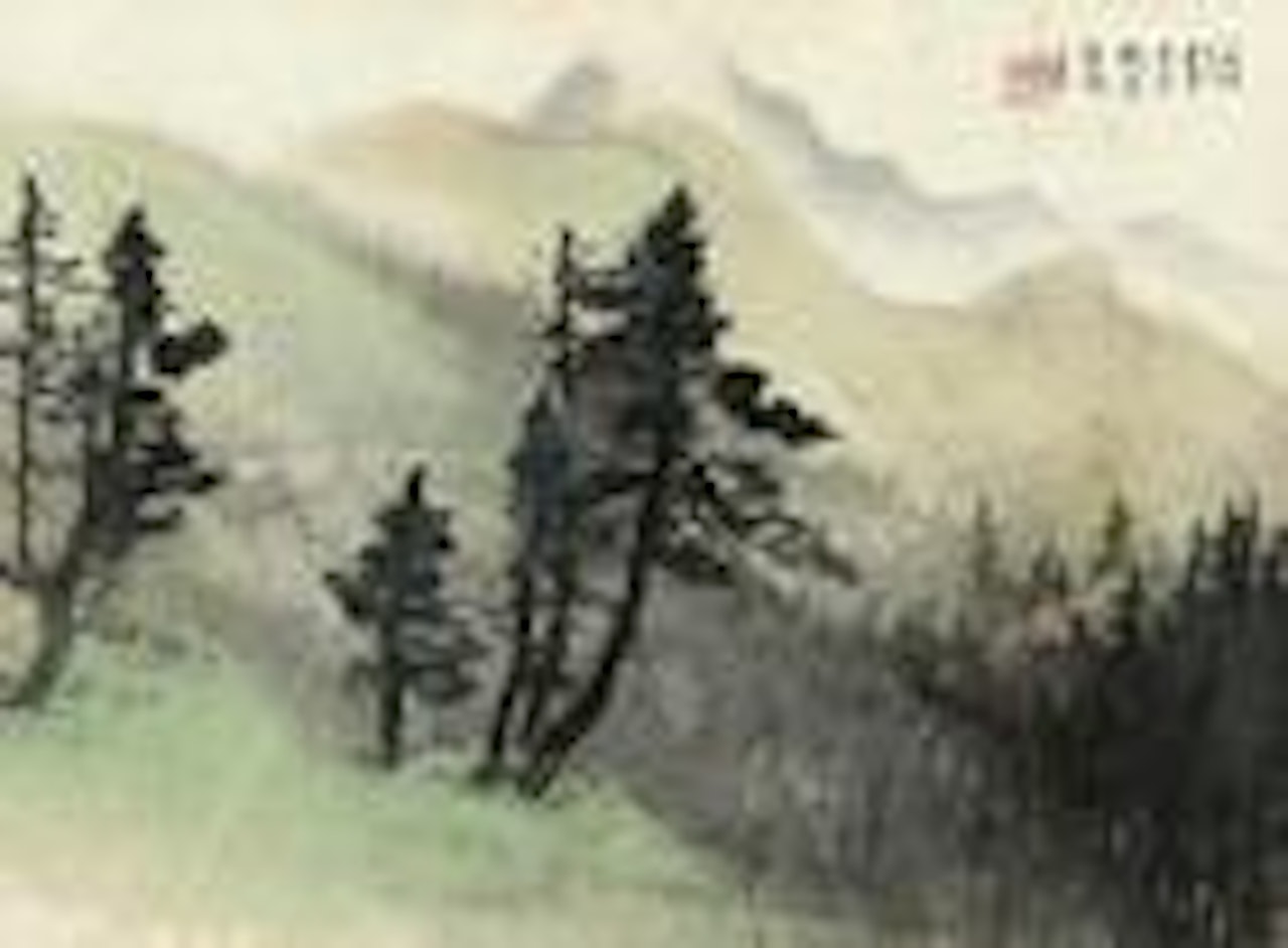 Cottage in forest by Li Xiongcai