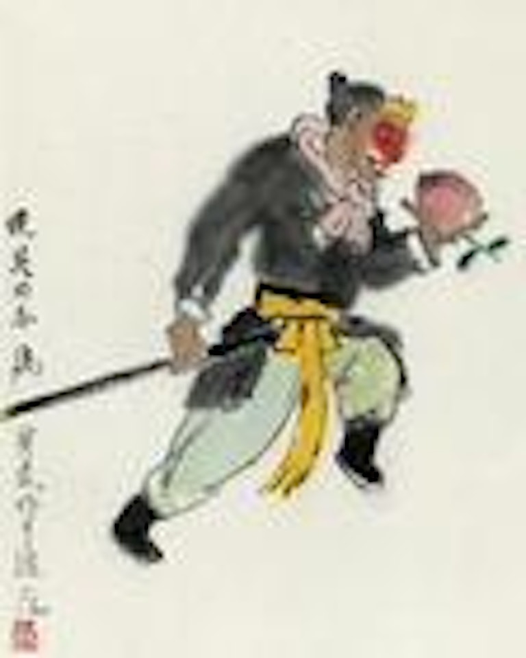 Monkey king with peach by Guan Liang