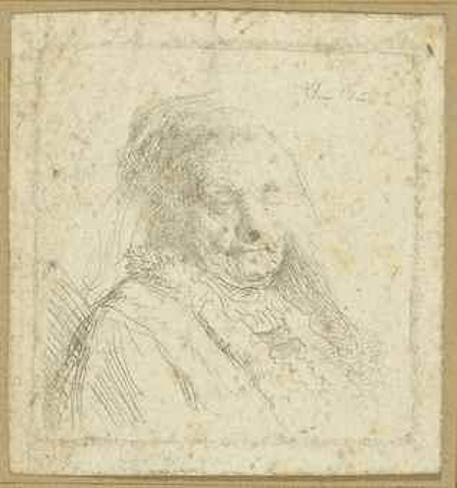 The Artist's Mother, Head and Bust: Three Quarters Right by Attributed to Rembrandt Harmensz van Rijn