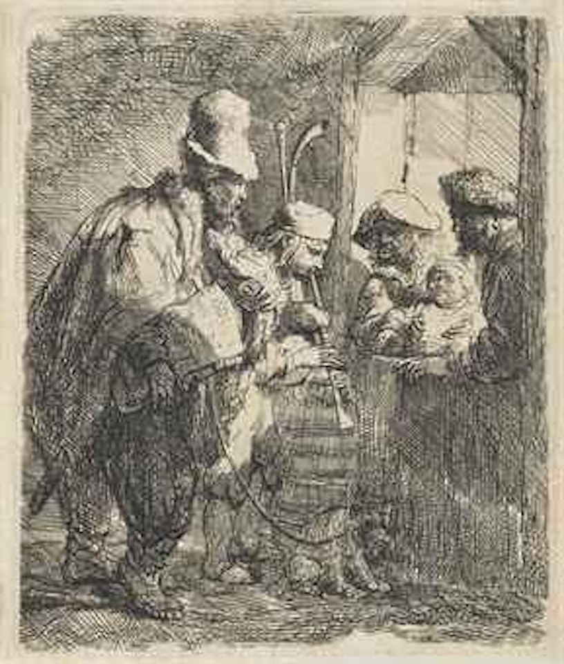 The Strolling Musicians by Attributed to Rembrandt Harmensz van Rijn