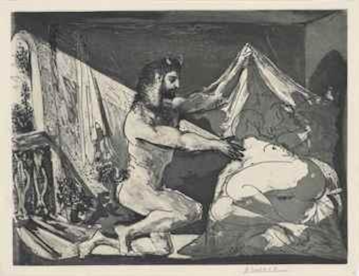 Faune devoilant une femme, from: La Suite Vollard by Pablo Picasso