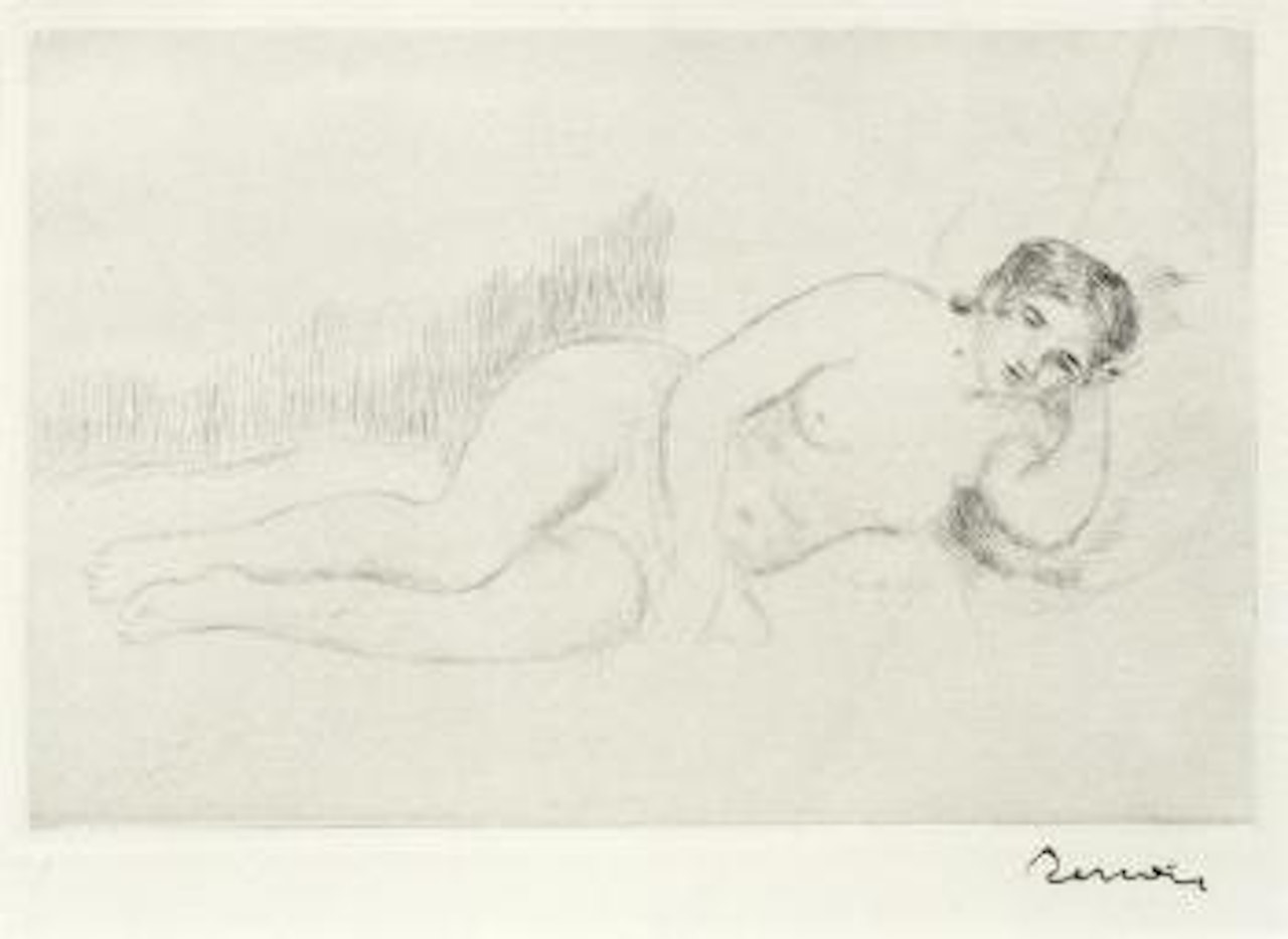 Femme nue Couchee; Tournée à Droite (Delteil Stella 13) by Pierre-Auguste Renoir