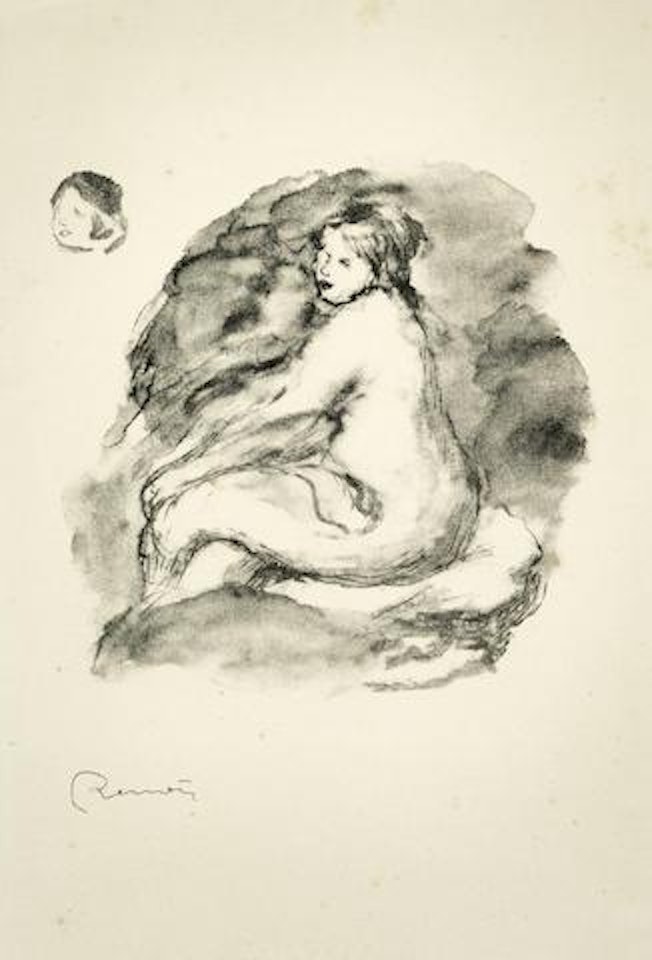 Etude de Femme Nue, Assise, Variante, (from L'Album des douze Lithographies) (Delteil 43) by Pierre-Auguste Renoir