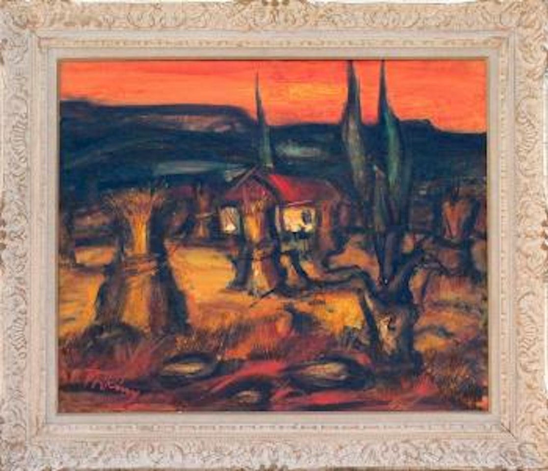 Paysage aux cyprès by Franz Priking