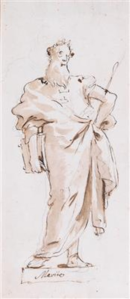 An allegory of Merit (recto), Study of the head of a horse (verso) by Giovanni Battista Tiepolo