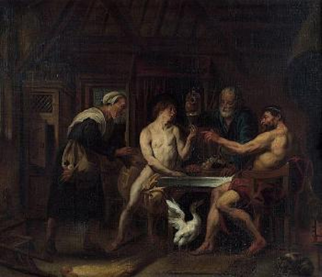 Philémon et Baucis donnant l'hospitalité à Jupiter et Mercure by Jacob Jordaens