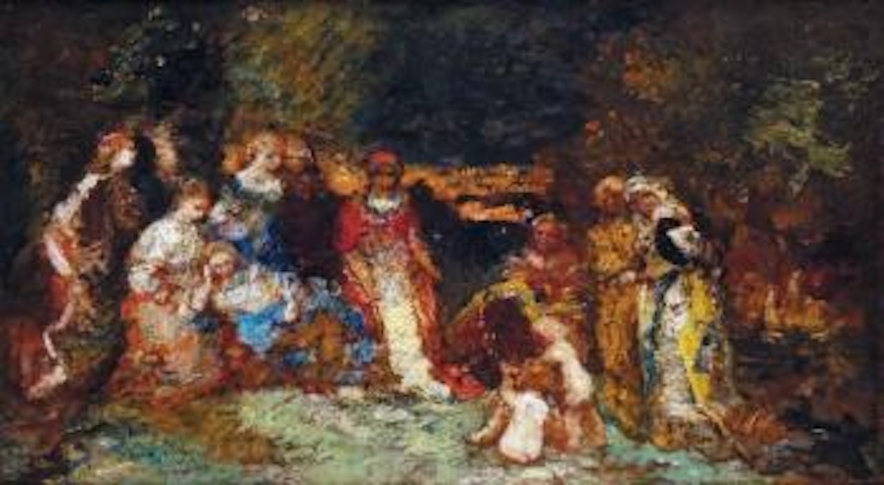Assemblée dans un parc by Adolphe Monticelli