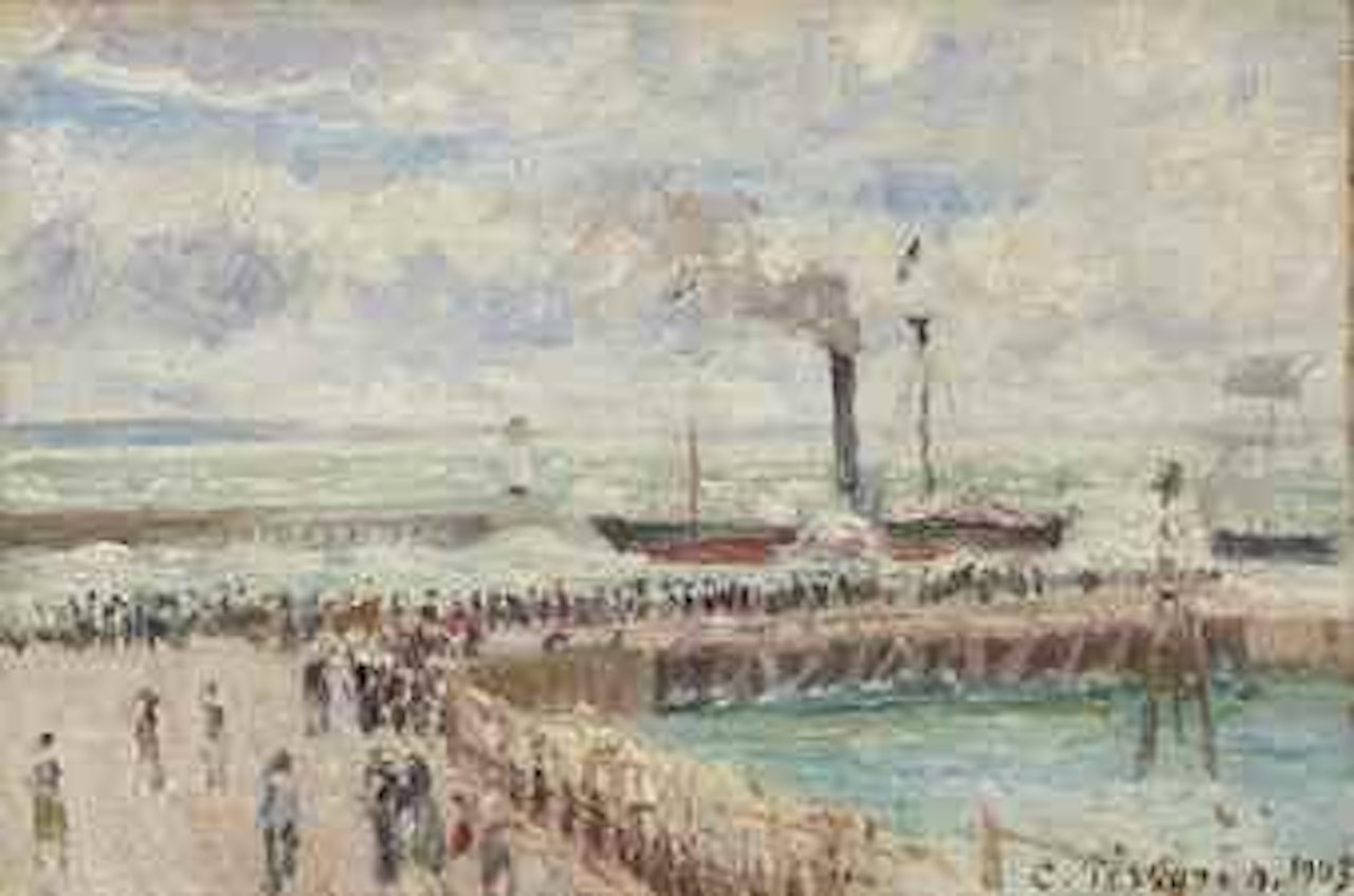 Entrée du port du Havre et le brise-lames ouest by Camille Pissarro