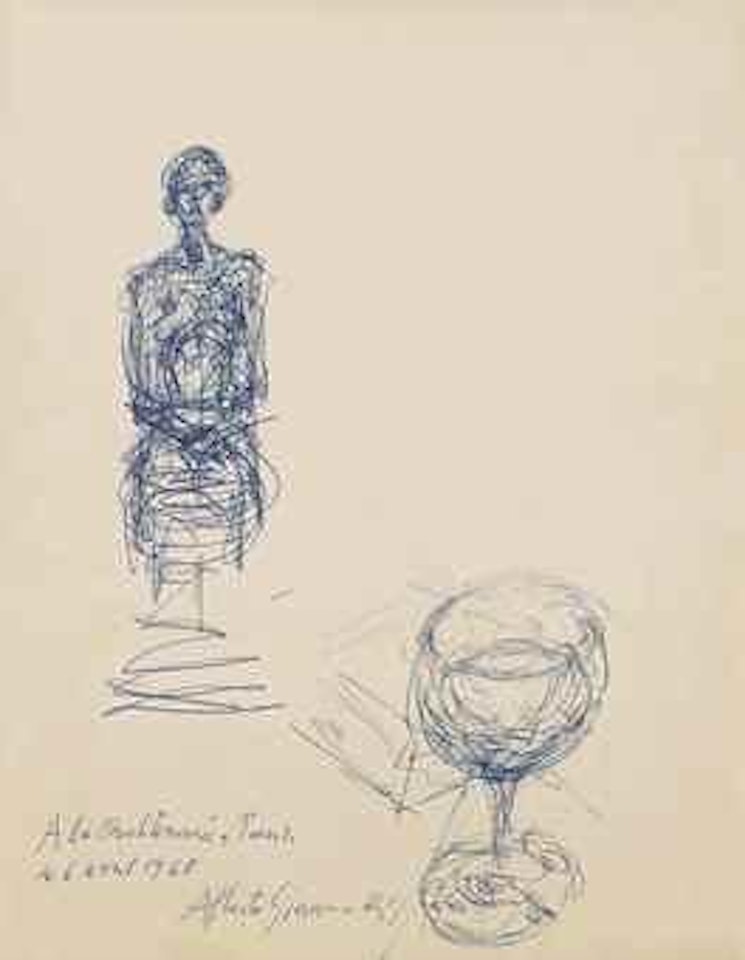 Femme assise et verre à pied by Alberto Giacometti