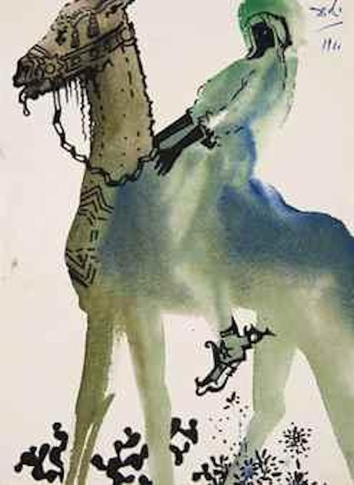 Chameau et cavalier noir by Salvador Dali
