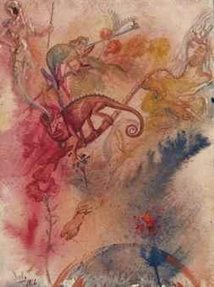 Caméléon et narguilé by Salvador Dali