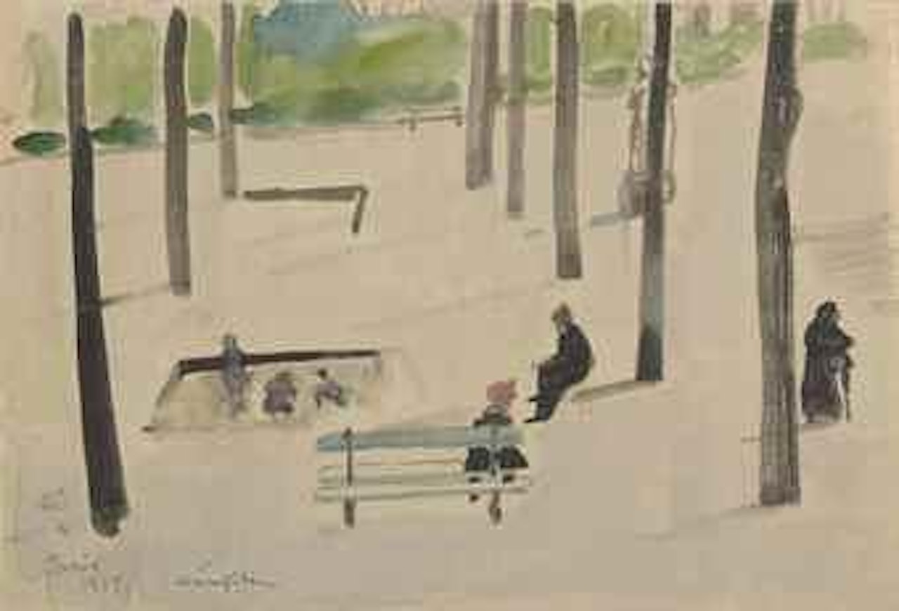 Le jardin public à Paris, le square Carpeaux by Leonard Tsuguharu Foujita