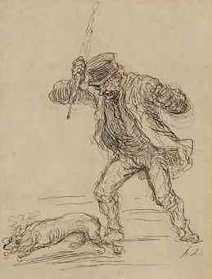 Homme battant son chien by Honoré Daumier