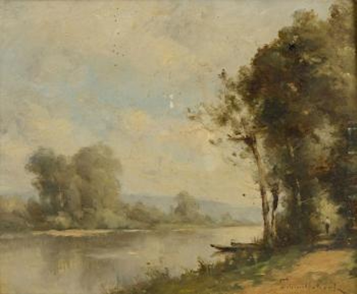 Bord de rivière et chemin by Paul Désiré Trouillebert
