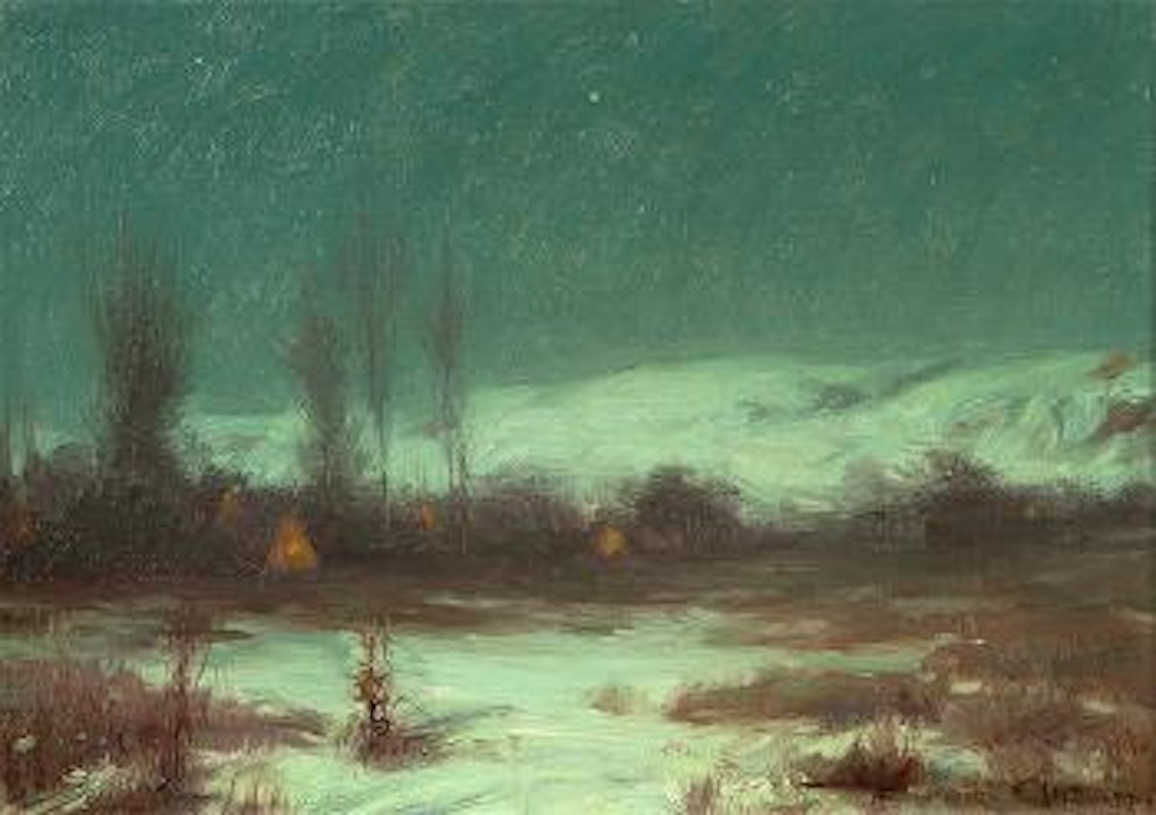 Indian encampment in winter by Joseph Henry Sharp
