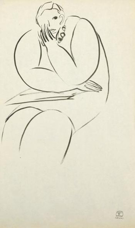 Femme Assise Avec Collier Et Bras Croisés by Sanyu