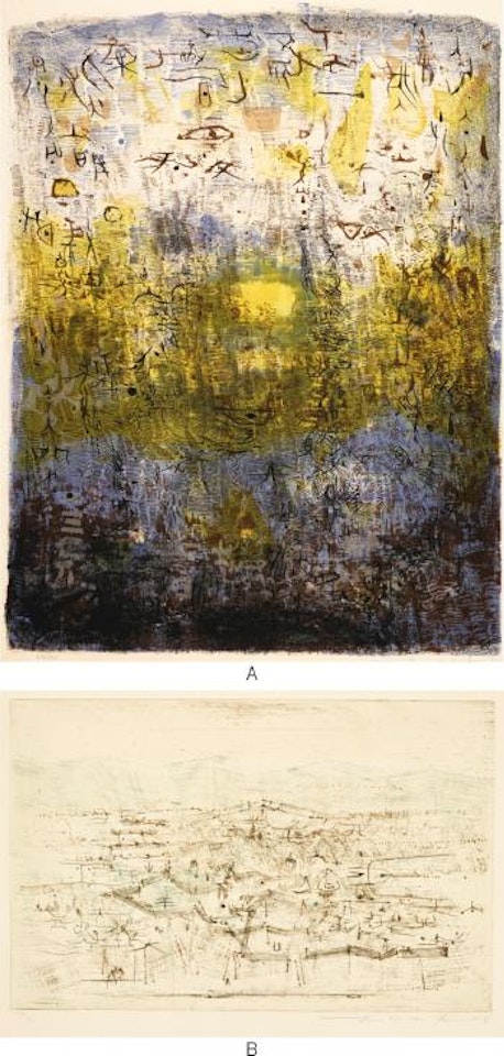 Embracement（A）; Jardin La Nuit（B） by Zao Wou-Ki