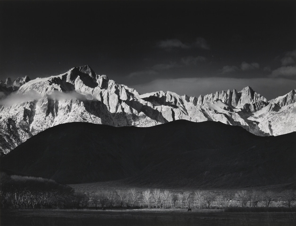 WINTER SUNRISE, THE SIERRA NEVADA FROM LONE PINE' by Ansel Adams