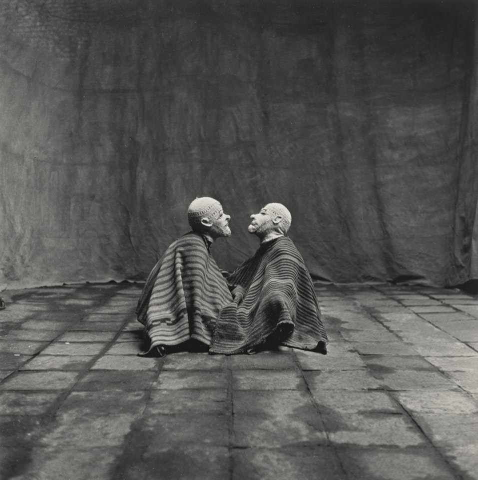 TWO MEN IN WHITE MASKS, CUZCO, PERU' by Irving Penn