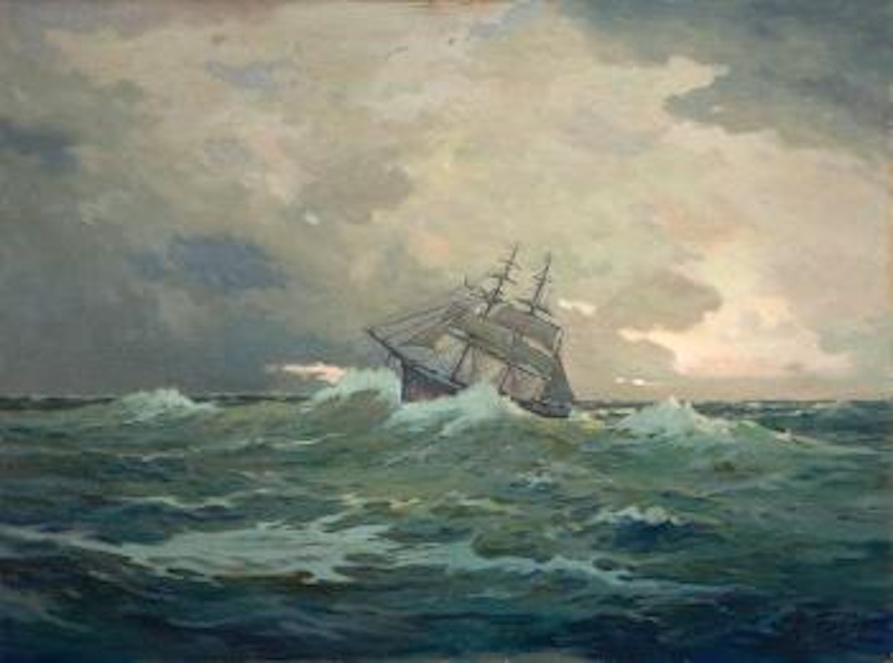 Ship at sea in rough waters by Angel Espoy