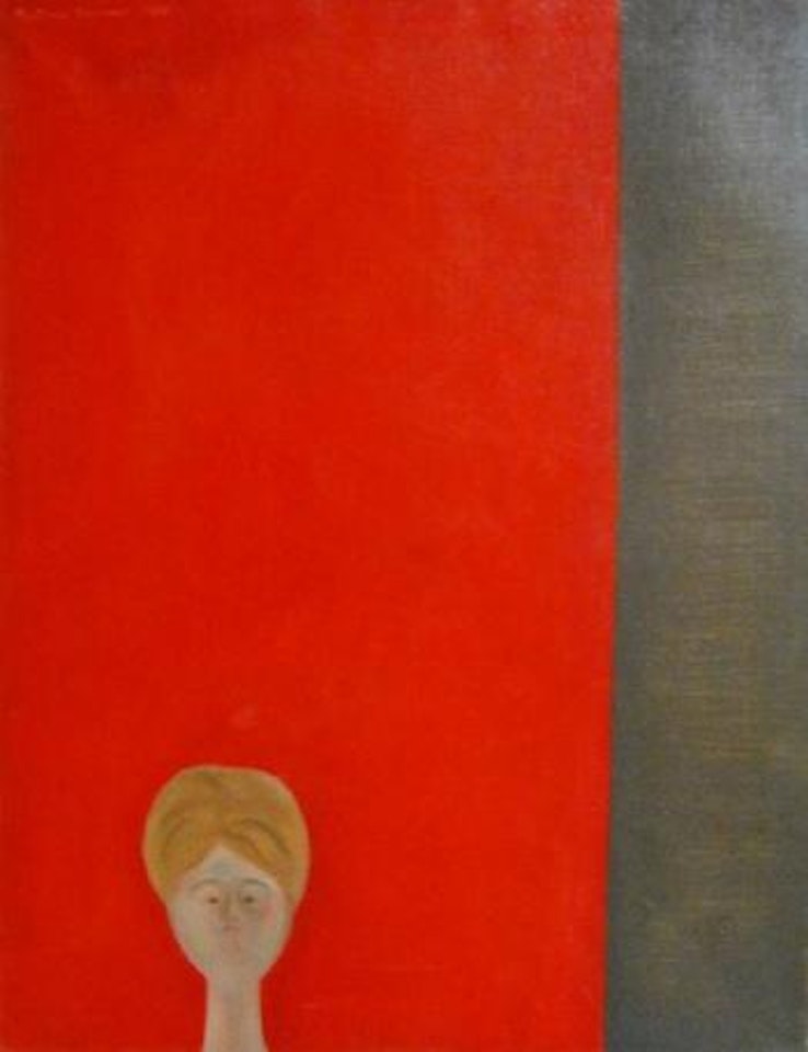 Volto su fondo rosso by Antonio Bueno