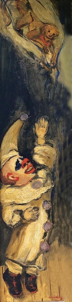 Clown holding a monkey by Emmanuel Mané-Katz